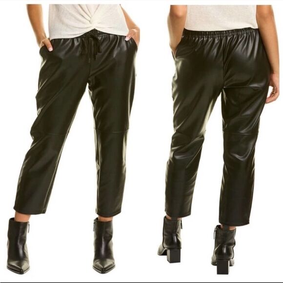 Laundry by Shelli Segal EUC Faux Leather Black Joggers Pants Size S - Picture 1 of 10
